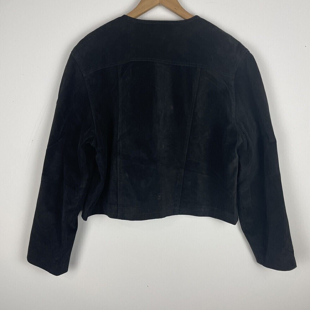 Mark Alan Black Button Up Short 100% Leather Jacket size L​​​​​​ - Picture 2 of 4